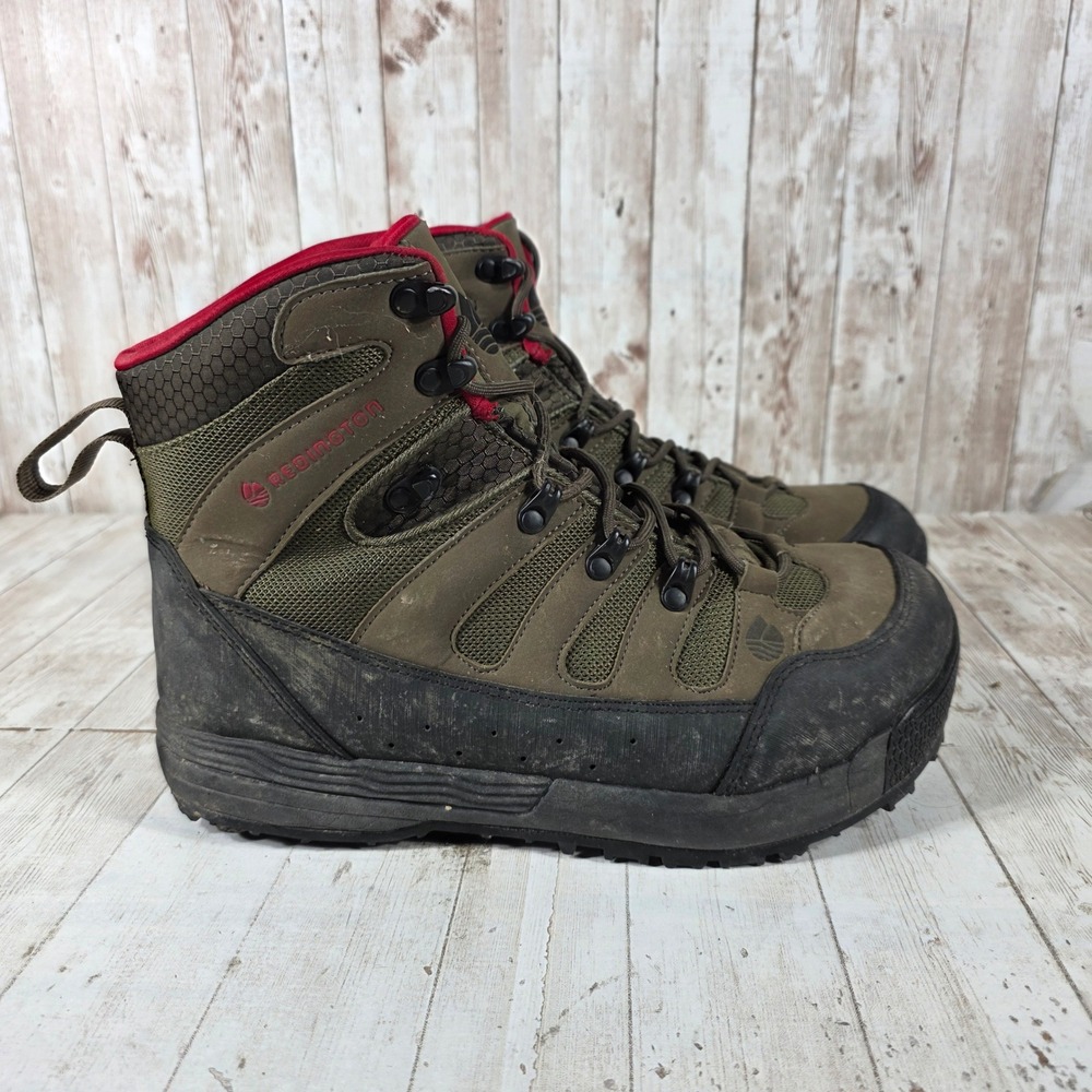 Redington Men Fly Fishing Wading Boots Olive Green Black Red US 9 UK 8 EU 42